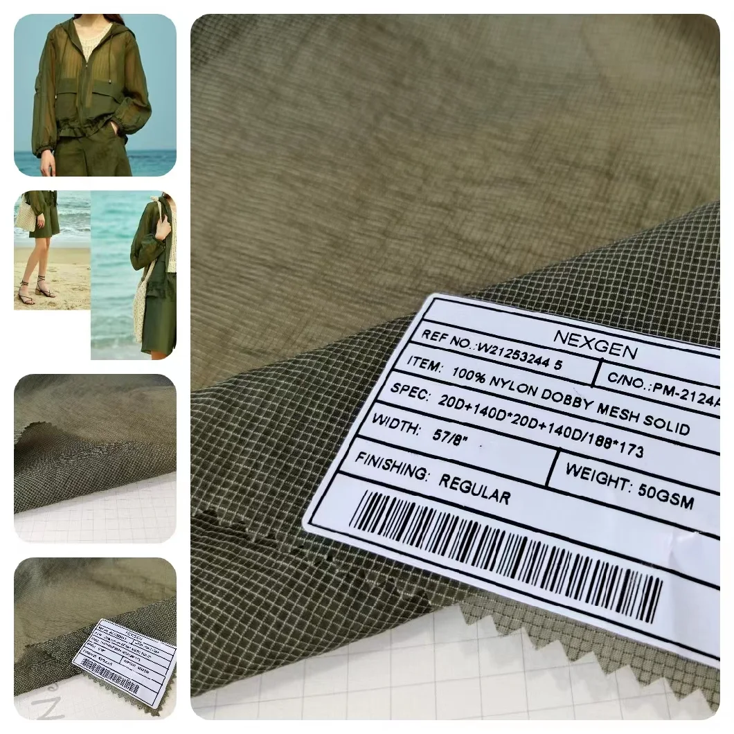 Factory Price China Wholsale Soft and Crepe Comfortable Nylon Woven Mesh Fabric Solid Fabric for Coat and Jacket Garments of Ribstop