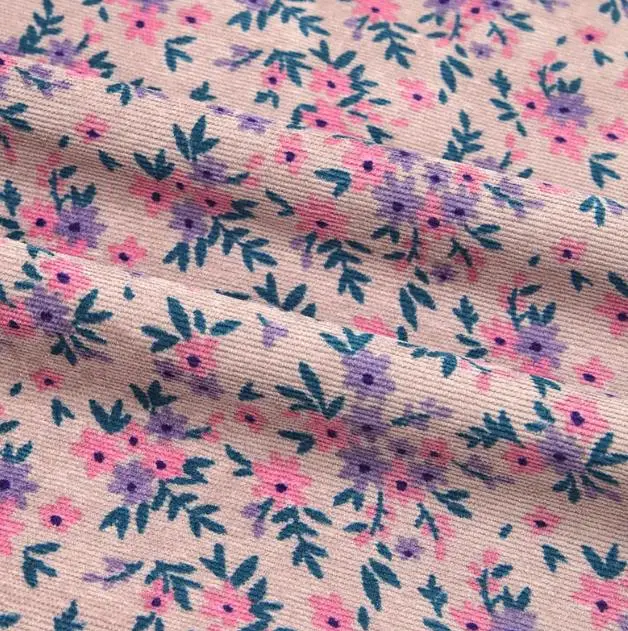 Aop Print Stretch Cotton Corduroy Fabric for T-Shirt Furniture Home Textile Garment