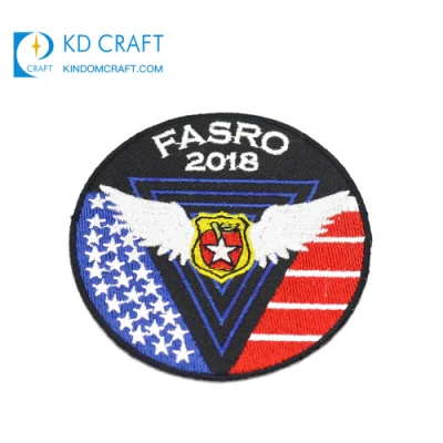 Badge Maker School Football Team Logo Stick on Cloth 3D Military Army Tela magnética Hand Bullion Wire Blazer Pocket Parche bordado Custom Woven Badge