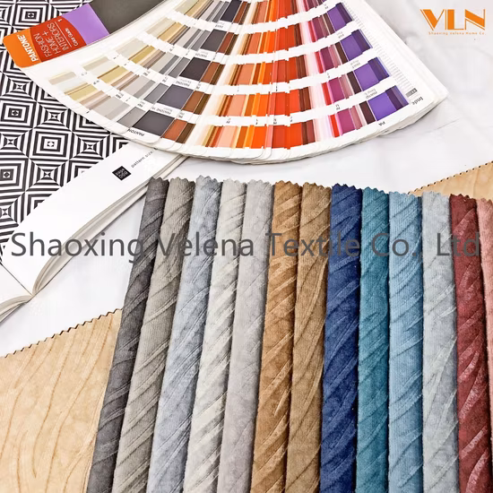 Nueva llegada Muebles Sofá Cortina Tela Holanda Terciopelo teñido con estampado y relieve Tapicería Textiles para el hogar Tela de alta calidad 4